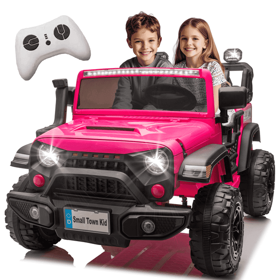 24V Ride on Toys for Big Kids, 2 Seater Ride on Cars with Remote Control, 400W Motor, Ride on Truck w/ 20in Wide Seat, 3 Speeds, Lights, Bluetooth, Electric Car for Kids 3-8, Capacity 110 lb-Pink
