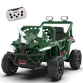 thumbnail image 1 of Xuanlur 12V Dinosaur Ride on UTV, Kids Electric Car w/Parent Control, 70W Motors, 3-Horn Dinosaur Design, Rear Light & Flag, Front Bumper, 3 Speed, LED, Bluetooth, Ride on Toys for Boys Girls, Green, 1 of 8