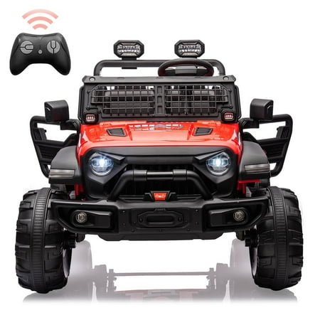 24V Kids Ride on Truck Car 2 Seaters,20“ Large Seat Ride On Car Electric Car with Remote Control, 2*120W Motors+15.5" XL Wheels,LED Headlights, Front Storage, FM, Music,Electric Vehicle for Kids