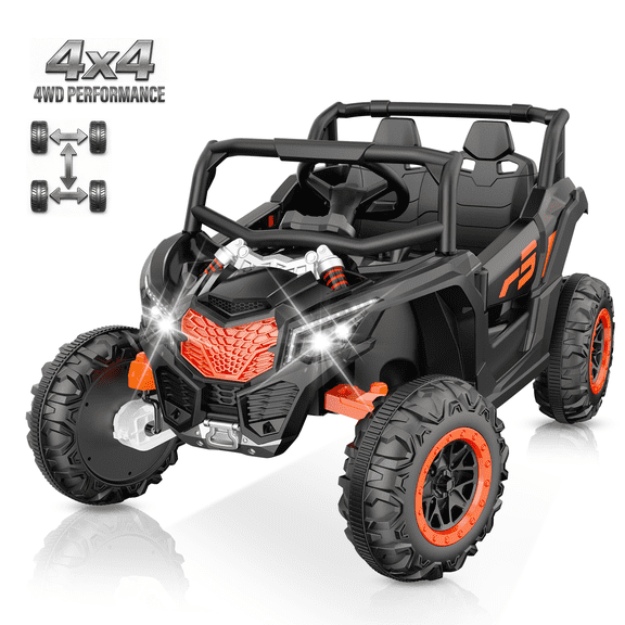 HHVEL 24V Ride on Toys with Remote , 2 Seater Power UTV Wheels with 800W Motors, Bluetooth, Spring Suspension, LED Light, 3 Speeds,Black