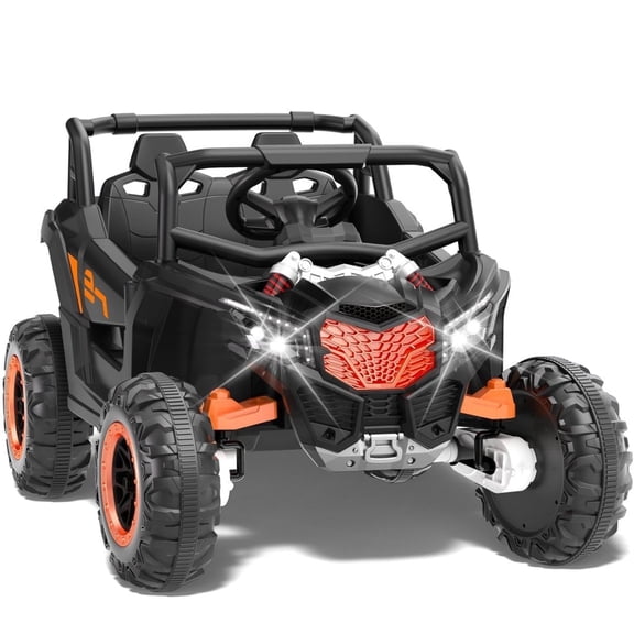 YunTopKids 24 Volt Ride on Toys with Remote, 2 Seater Power UTV Wheels with 800W Motors, Bluetooth, Spring Suspension, LED Light, 3 Speeds,Black