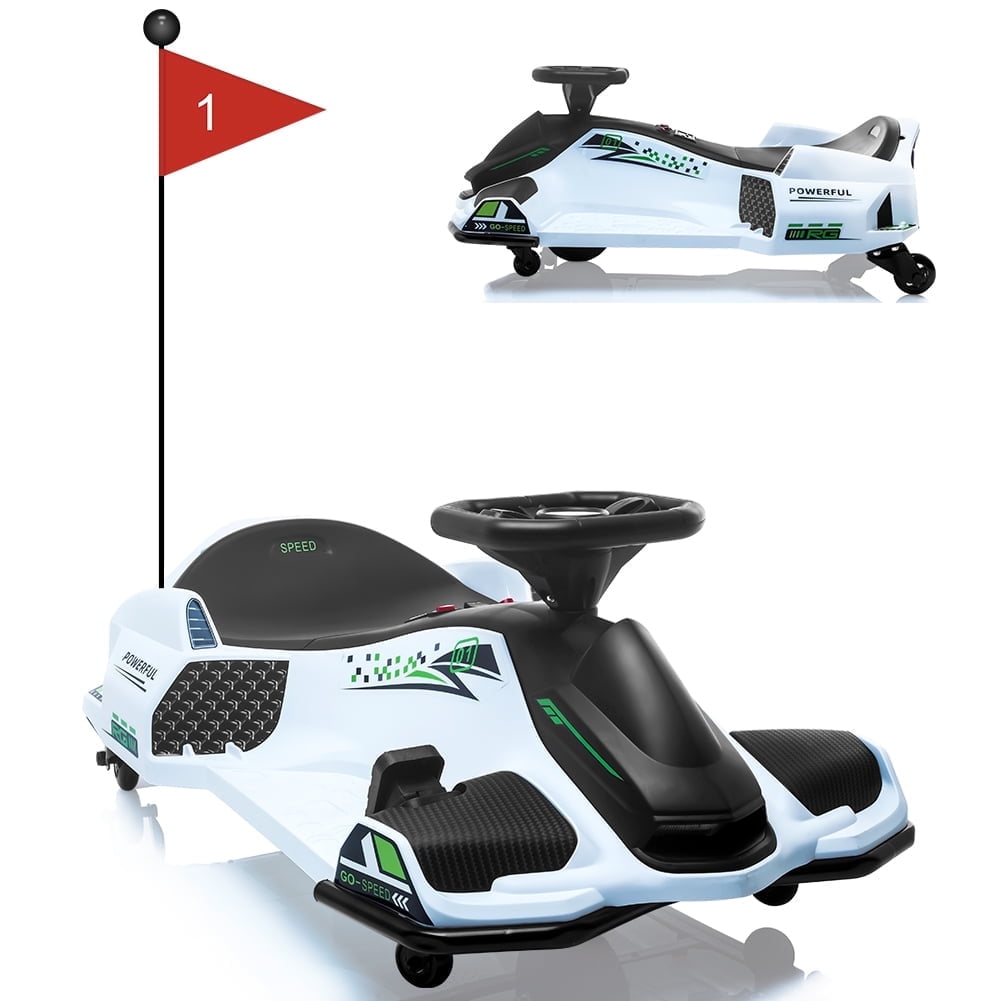 White 24V Kids Electric Drift Car with LED Lights