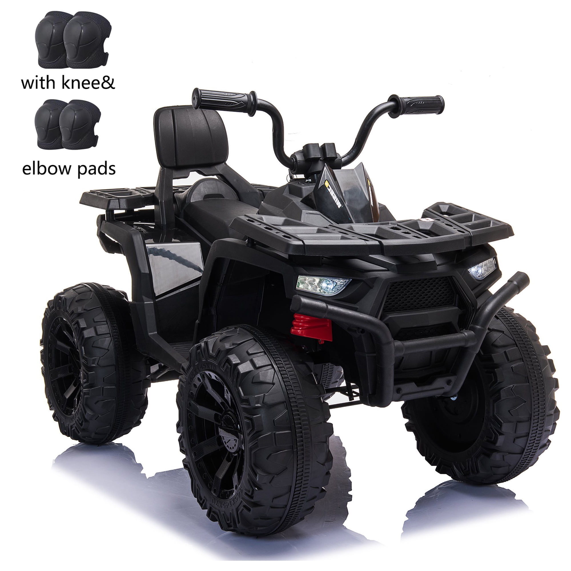 MOEYURO 24V Kids Electric ATV Quad - 2 Seater, 5.5 Mph, With Remote, LED Lights & Music