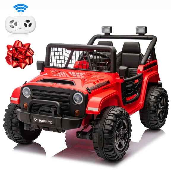 24V Kids Ride on Toys with Remote Control, 4WD 2-Seater Ride on Truck Electric Car for Big Kids , Bluetooth, Red
