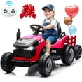 thumbnail image 1 of 24V Kids Ride on Tractor with Remote Control, Dual Motors Electric Battery Powered Motorized Vehicle w/ Trailer, Bluetooth Music, Outdoor Toys, Pink, 1 of 9