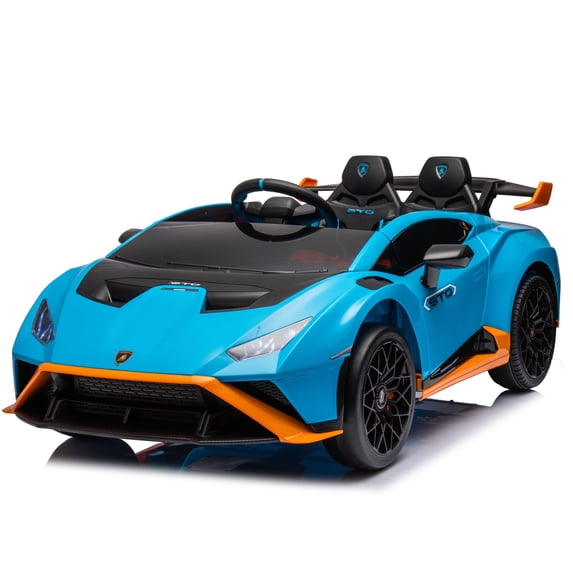 24V Lamborghini Huracan Ride On Car, Battery Powered Electric Car with Parent Remote Control, USB Port, Bluetooth, Drifting, LED Lights, Music and 2 Speeds for Kids Ages 3-8, Blue