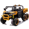 thumbnail image 1 of Xuanlur 24V Ride On Toys for Big Kids W/22" Seat, 4WD 6X6 2 Seater Ride On Dump Truck with Remote Control, 3 Speeds, High Efficiency Battery, 4X100 Motors, Music, Ride On Car for Boys Girls, Orange, 1 of 8