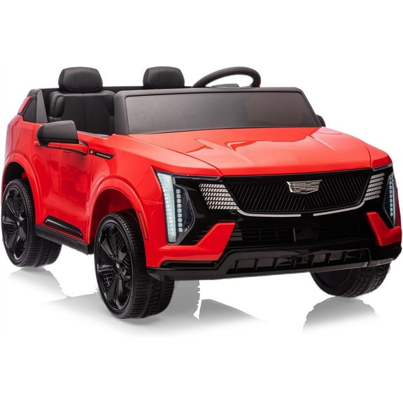 24V Licensed Cadillac Ride-On Car, Battery-Powered Electric Vehicle with Remote Control, 2-Seater, 4-Wheel Suspension, Smooth Start, LED Lights & Music, Red