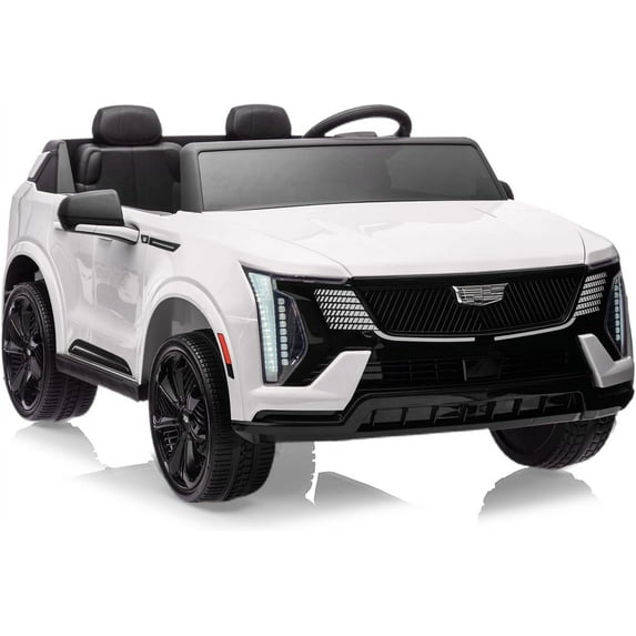 24V Licensed Cadillac Ride-On Car, Battery-Powered Electric Vehicle with Remote Control, 2-Seater, 4-Wheel Suspension, Smooth Start, LED Lights & Music, White