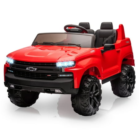 24V Licensed Chevrolet SilvEradÖ 2-Seater Ride-On Truck – Dual Motors, Parent Remote Control, LED Headlights, Music, Adjustable Speeds – Electric Car for Kids Ages 3+, Red