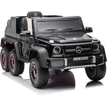 24V Licensed Mercedes-Benz Electric Car for Kids with 6 Wheel Shock Absorber, 24V7A Battery Powered Kids Ride On Cars with Remote and Leather Seat, 3 Speeds, Music, Horn, LED Lights (Black)