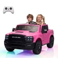 thumbnail image 1 of 24V Licensed RAM 2500 Rebel Kids Ride On Truck, 2 Seater Ride On Car with Remote Control, Electric Car for Kids with Bed Storage, Safety Belt & Music - Pink, 1 of 6