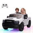 thumbnail image 1 of 24V Licensed RAM 2500 Rebel Kids Ride On Truck, 2 Seater Ride On Car with Remote Control, Electric Car for Kids with Bed Storage, Safety Belt & Music - White, 1 of 6