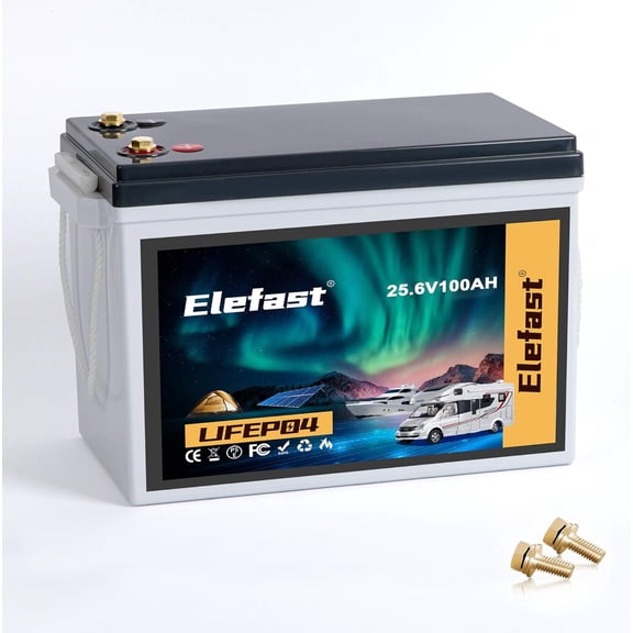 24V Lithium Battery 100AH Lifepo4 Battery,Peak Current 200A/3s,Built-in 100A BMS,Up to 8000 Deep Cycle,Specialized for Trolling Motors,RV, Boat,Solar System Storage