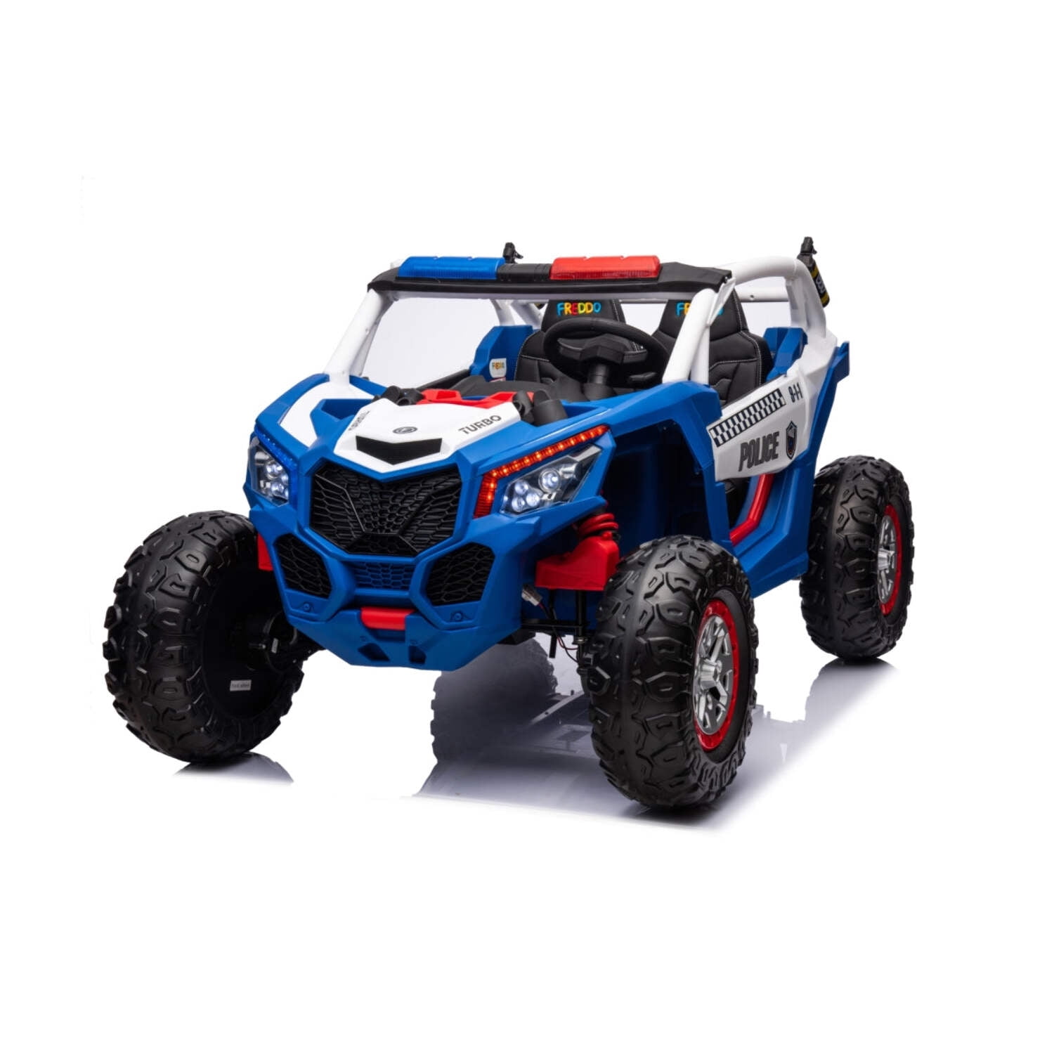 24V Blue Police UTV 2-Seater Ride-On with Remote Control