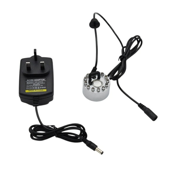 24V Mist Maker with Color-Changing LEDs for Halloween Decor - Spooky Fog Generator with 12 RGB Lights for Parties, Ponds, Fish Tanks