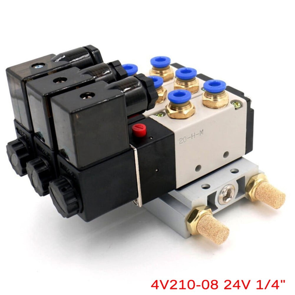 24V Pneumatic Solenoid Air Valve 4V210-08 with Quick Fitting Muffler ...