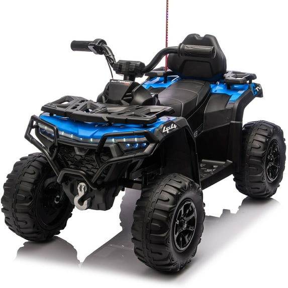 iRerts 24V Ride on ATV, Powered Ride on Toys Kids 4 Wheeler for Boys Girls Ages 3-6 Gifts, Kids Ride on Car Electric Vehicle with Bluetooth, Music, USB Port, Multi-Color Lights, Blue