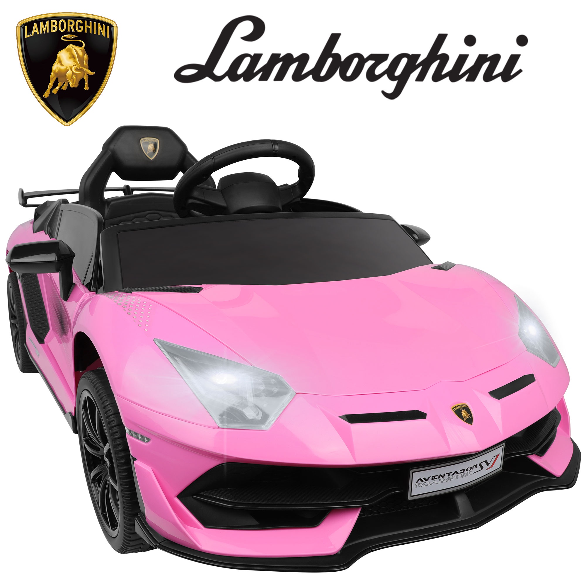 Push Car for Toddlers 1–3, Ford Bronco Ride On Toy with Steering Wheel, Music, Horn & Engine Sounds, LED Lights, Under Seat Storage, Silent Wheels, Easy Push Ride On Car for Boys & Girls, Pink