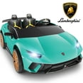 thumbnail image 1 of Lamborghini 24V Ride on Car 2 Seater for Big Kids, Lamborghini Huracan Battery Powered Ride on Toy with Remote Control, Electric Car for Kids Toddlers 3-6, 4 Wheelers Car w/ Bluetooth & Light, Green, 1 of 12