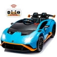 thumbnail image 1 of Lamborghini 24V Ride on Car for Big Kids, Lamborghini Huracan Battery Powered Ride on Toy with Remote Control, Electric Car for Kids Toddlers 3-6, 4 Wheelers Car w/ Bluetooth & Light, 360° Spin, Blue, 1 of 9