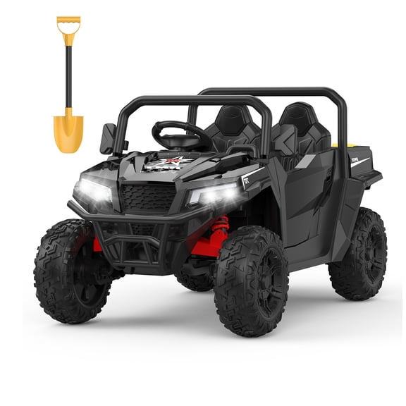 24V Remote Control Ride on Dump Truck for Kids, Electric Construction Tractor with Dump Bed & Shovel Toy, Licensed Kids Car with Music Player, Key Start, Gift for Boys Girls Ages 3-7