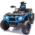 thumbnail image 1 of 24V Ride on ATV Toys, Real 2 Seater Kids ATV with 200W*2 Power Motor, Electric Car w/ 6-Wheeler Suspension, Extra Large Rear Storage Bucket, Waterproof Panel w/ Bluetooth, Music, Led Lights - Blue, 1 of 8