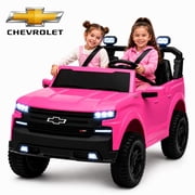 24V Ride on Toys, Chevrolet Licensed, SHINPT Powered 2 Seat Ride on Car with Remote Control, Bluetooth, LED Lights, 4 Wheels Spring Suspension, Toddler Electric Cars for kids Ages 3+, Pink