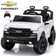 thumbnail image 1 of 24V Ride on Toy for Kids, Licensed Chevrolet 2 Seat Powered Ride on Car with Remote Control, 4 Wheels Spring Suspension, Bluetooth, LED Lights, Kids Electric Car for Age 3+, White, 1 of 10
