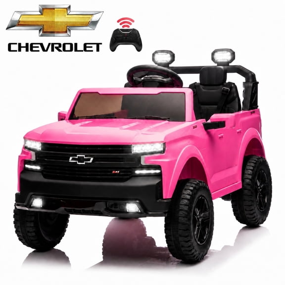 24V Ride on Car, Licensed Chevrolet 2 Seat Powered Ride on Car with Remote Control, 4 Wheels Spring Suspension, Bluetooth, LED Lights, 24V Ride on Toys for Big Kids, Pink