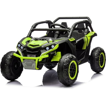 Telyswee 24V Kids Ride On UTV, 2 Seater 4WD Electric Truck With Sun Shade, Remote Control, LED Lights, 4 Shock Absorbers, 3 Speeds, Horn, And Music Player For Gift