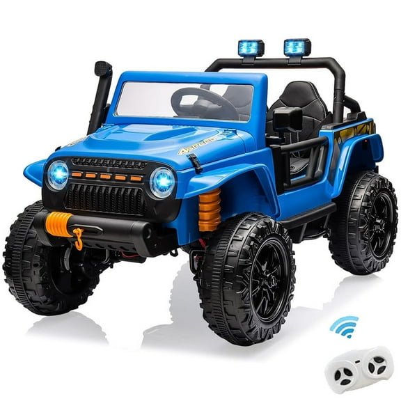 24V Ride On Car for Kids, 2 Seater Electric Truck with Remote Control, 4x45W Powerful Engine, Battery Powered Ride On Toys for Kids, 4WD/2WD Switchable, Led Headlight,Blue