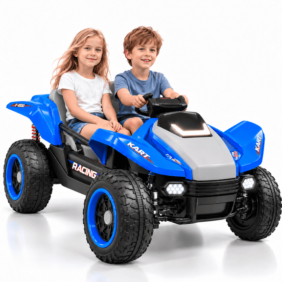 24V Ride On Car for Kids, 2-Seater with 4WD 300W Motor, Remote Control, Slow Start & Spring Suspension, Bluetooth, LED Lights, Birthday / Xmas Gift for Boys and Girls