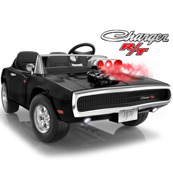 24V Dodge Charger 1970 2 Seater Ride On Car, Battery Powered Ride On Toys w/4-Wheel Suspension, Parent Remote Control, Engine Spray, LED Lights, Bluetooth, MP3, 24V Ride On for Ages 3+