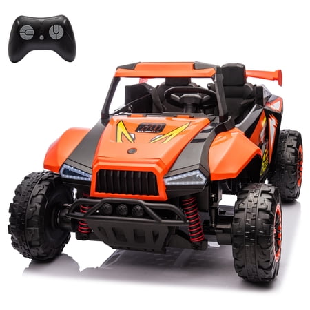 24V Ride on Car Toy with Remote Control, 2 Seater Kids Cars to Drive, Kids' Electric Vehicles with 4 Wheel Drive, Kids Electric Car with Bluetooth, USB, Music, Ride on UTV for Aged 3-8, Orange