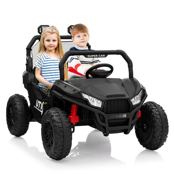 24V Ride On Car Utv 2 Seater, Off-Road Kids Electric Vehicles with Metal Frame, 20 Inch Wide Seat, 400W Electric Vehicle,Music, 3 Speeds for Boys and Girls,Red