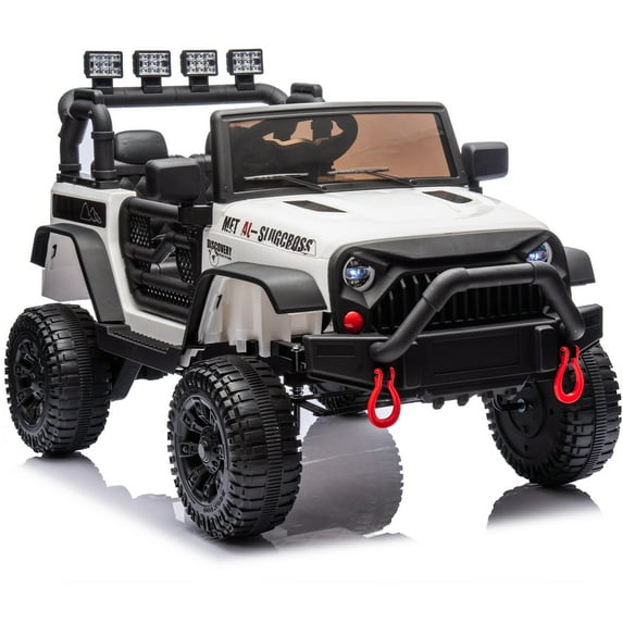 iYofe 24V Powered Ride on Cars for Toddlers, Ride on Truck for kids Boys Girls Gifts 2-5, Ride on Toys with Remote Control, Bluetooth, Music, LED Light, MP3 Player, 4 Wheel Suspension, White