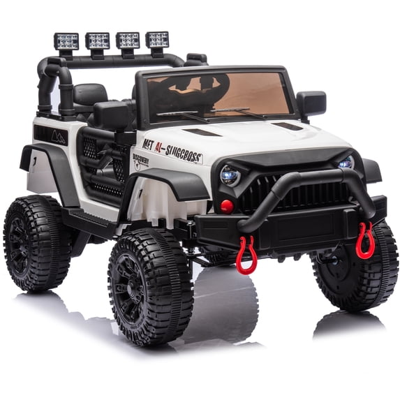 24V Powered Ride on Cars for Toddlers, Ride on Truck for kids Boys Girls Gifts 2-5, Ride on Toys with Remote Control, Bluetooth, Music, LED Light, MP3 Player, 4 Wheel Suspension, White