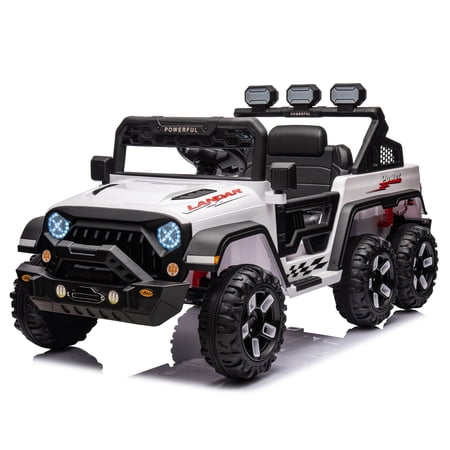 24V Ride On Large PickUp Truck car for Kids,ride On 4WD Toys with Remote Control,Parents Can Assist in Driving,Bluetooth Music Version,Pickup truck design with spacious storage in the rear.