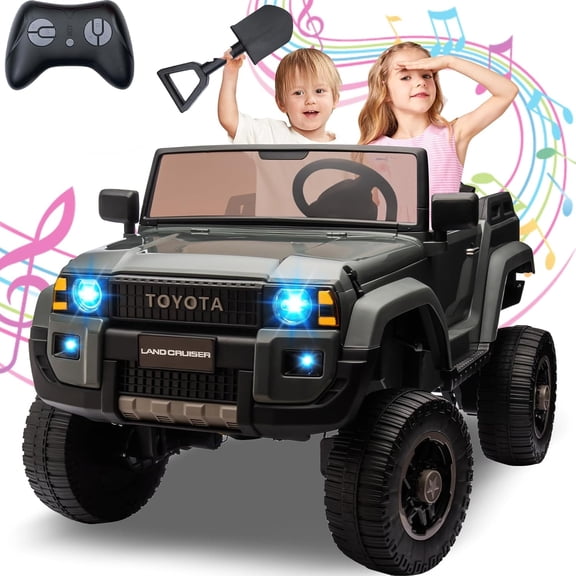 24V Ride On Toys Big - Licensed Toyota 2-Seater w/Remote Control, 4WD/2WD Switch, LED Lights, Bluetooth & Shovel - ASTM/CPSIA Certified Over 3 Years