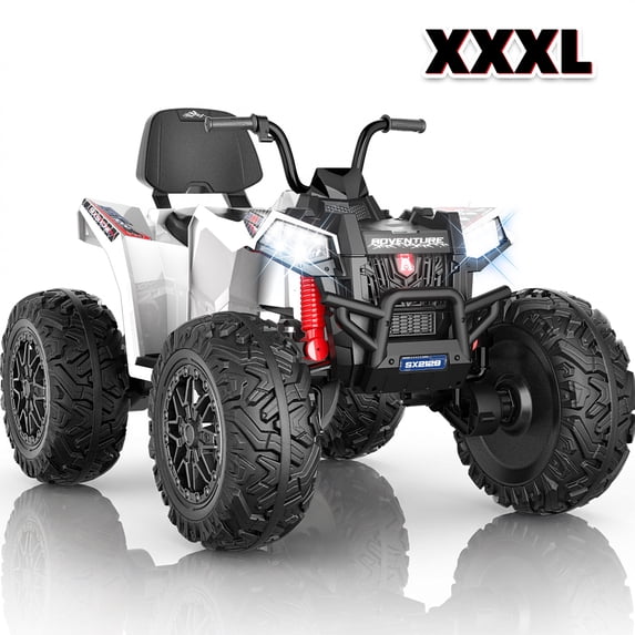 TOYBSNR 24V Kids ATV, 2-Seater 4WD Ride on Toys for Big Kids Ages 5-14, XXXL Powered Ride on Electric Car, 4 Wheeler with EVA Tires, Bluetooth, Music, Spring Suspension, Max 7.5MPH, White