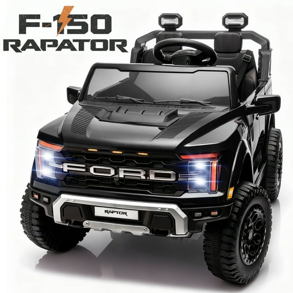 24V Ride On Toys for Big Kids 2 Seater, Ford F150 Electric Car for Kids, Battery Powered Kids Ride On Car to Drive, Toddler Car with Bluetooth LED Light for Boys Girls 3-8, Black