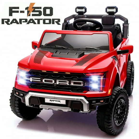 24V Ride On Toys for Big Kids 2 Seater, Ford F150 Electric Car for Kids, Battery Powered Kids Ride On Car to Drive, Toddler Car with Bluetooth LED Light for Boys Girls 3-8, Red