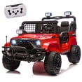 thumbnail image 1 of 24V Ride on Toys for Big Kids, 2 Seater Ride On Car with Remote Control, Ride on Truck w/ 4-Wheeler Suspension, LED Headlights, Battery Indicator, Bluetooth, 3 Speed, Electric Car for Ages 3-8, Red, 1 of 7