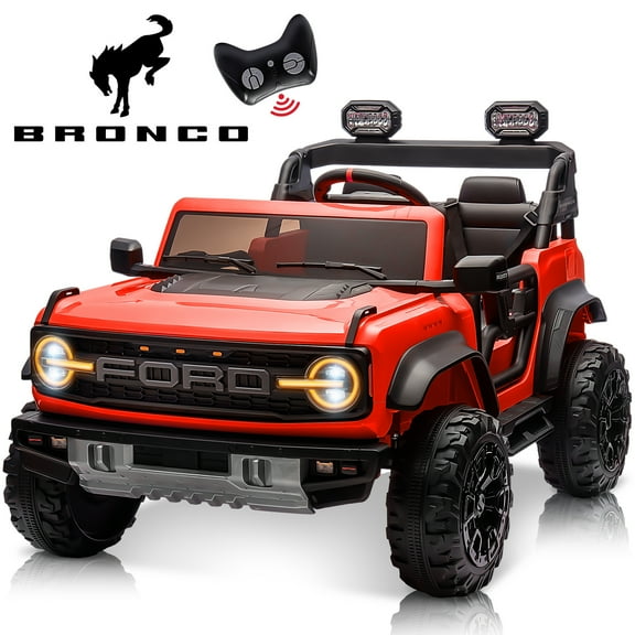 Ford Bronco Raptor 24V Kids Ride on Toys, Battery Powered Ride on Cars 2 Seater with Remote Control, Electric Car for Boys Girls 3-8 w/Bluetooth & LED Headlights, Red