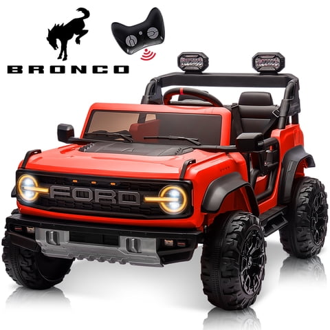 Ford Bronco Raptor 24V Kids Ride on Toys, Battery Powered Ride on Cars 2 Seater with Remote Control, Electric Car for Boys Girls 3-8 with Bluetooth & LED Headlights, Red