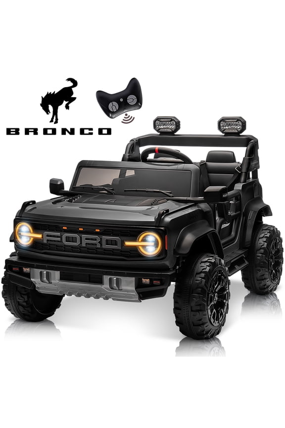 Ford Bronco Raptor 24V Kids Ride on Toys, Battery Powered Ride on Cars 2 Seater with Remote Control, Electric Car for Boys Girls 3-8 w/Bluetooth & LED Headlights, Black