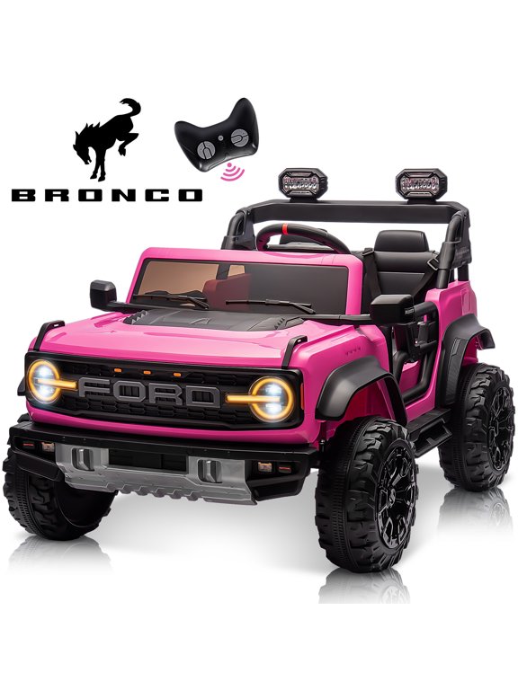 Ford Bronco Raptor 24V Kids Ride on Toys, Battery Powered Ride on Cars 2 Seater with Remote Control, Electric Car for Boys Girls 3-8 with Bluetooth & LED Headlights, Pink