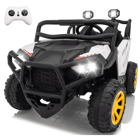 BLISSRIDE 24V 7Ah Ride on Car Truck, 2 Seater 4WD/2WD Switchable Kids UTV w/20" Spacious Seat, 800W Power Motor, 2.4G Remote, Bluetooth, LED Lights, 24V Ride on Toys for Big Kids Boys Girls, A White