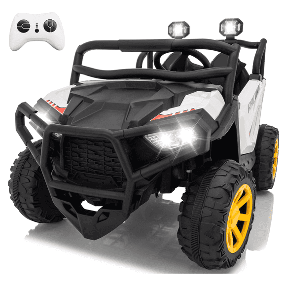 BLISSRIDE 24V 7Ah Ride on Car Truck, 2 Seater 4WD/2WD Switchable Kids UTV w/20" Spacious Seat, 800W Power Motor, 2.4G Remote, Bluetooth, LED Lights, 24V Ride on Toys for Big Kids Boys Girls, A White